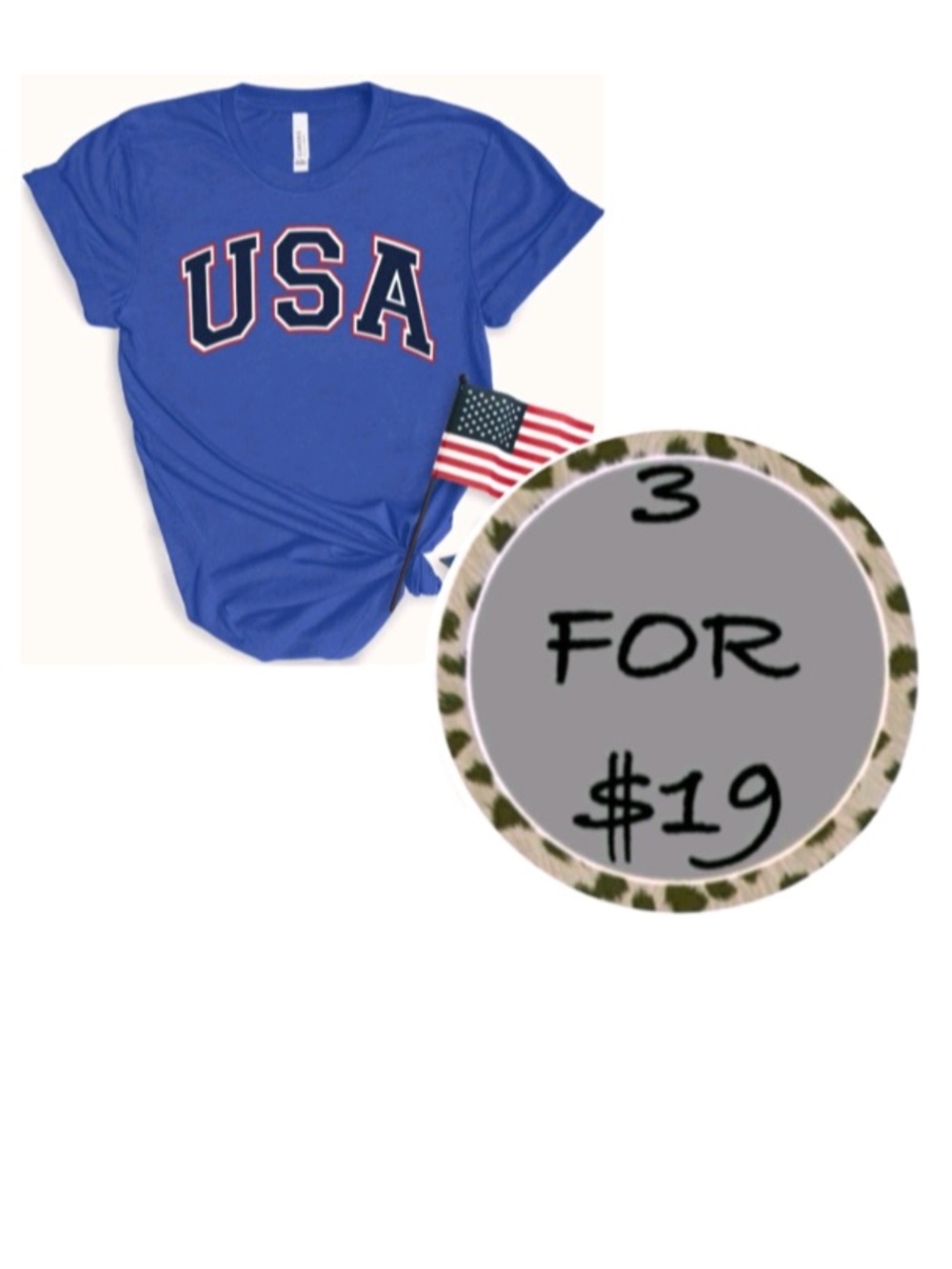 3/$19 Port & Company Classic USA short sleeve T-shirt
